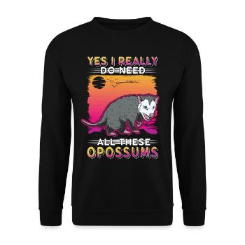 Opossum Geschenk Possum Beutelratte - Unisex Pullover - Schwarz - Vorne - Alina (178cm) & Michal (187cm)