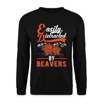 Easily distracted by Beavers Beaver - Unisex Sweatshirt - black - Front - Alina (178cm) & Michal (187cm)