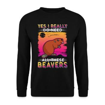 Beaver Beaver Dam Gift Beaver - Unisex Sweatshirt - black - Front - Alina (178cm) & Michal (187cm)