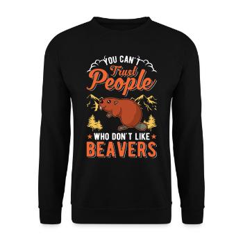 Beaver Beaver Dam Gift Beaver - Unisex Sweatshirt - black - Front - Alina (178cm) & Michal (187cm)