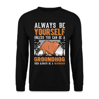 Murmeltier Groundhog Marmot Waldmurmeltier - Unisex Pullover - Schwarz - Vorne - Alina (178cm) & Michal (187cm)