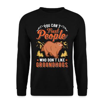 Murmeltier Groundhog Marmot Waldmurmeltier - Unisex Sweatshirt - black - Front - Alina (178cm) & Michal (187cm)