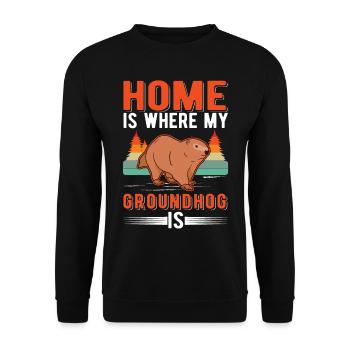 Marmot Home Groundhog Day Marmot - Unisex Sweatshirt - black - Front - Alina (178cm) & Michal (187cm)