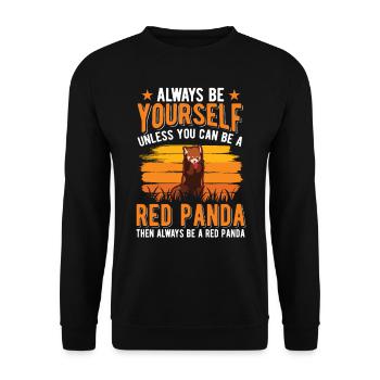 Roter Panda Geschenk Red Panda - Unisex Pullover - Schwarz - Vorne - Alina (178cm) & Michal (187cm)