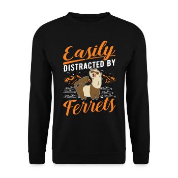 Facilement distrait par Ferrets Frettchen - Sweat-shirt Unisexe - noir - Devant - Alina (178cm) & Michal (187cm)
