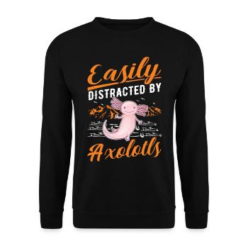 Facilement distrait par Axolotls Tail Luch - Sweat-shirt Unisexe - noir - Devant - Alina (178cm) & Michal (187cm)