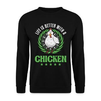 La vie est meilleure avec un poulet éleveur de poulets - Sweat-shirt Unisexe - noir - Devant - Alina (178cm) & Michal (187cm)