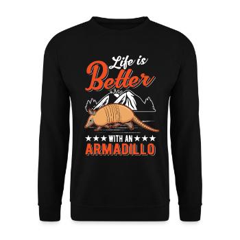 Life is better with an Armadillo Gürteltier - Unisex Sweatshirt - black - Front - Alina (178cm) & Michal (187cm)