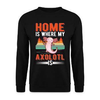 La maison est l’endroit où mon Axolotl est Schwanzlurch - Sweat-shirt Unisexe - noir - Devant - Alina (178cm) & Michal (187cm)