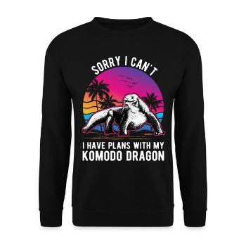 Komodowaran Waran Komododrache - Unisex Pullover - Schwarz - Vorne - Alina (178cm) & Michal (187cm)