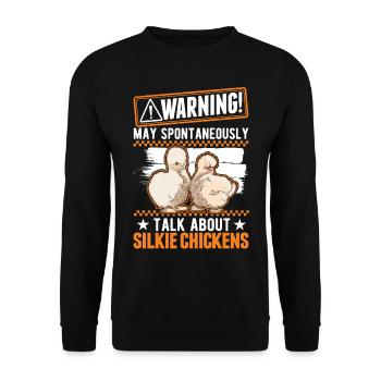 Warning Silkie Chicken Silkie Chicken - Unisex Sweatshirt - black - Front - Alina (178cm) & Michal (187cm)