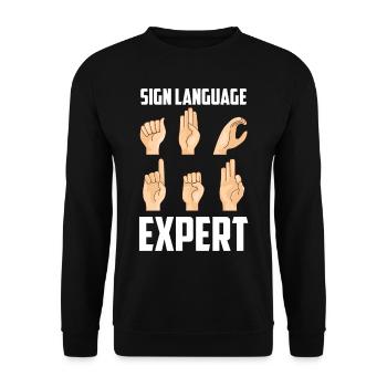 Gestes de sensibilisation des experts en langue des signes - Sweat-shirt Unisexe - noir - Devant - Alina (178cm) & Michal (187cm)