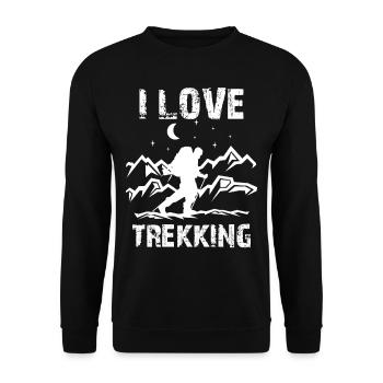 J’adore le trekking randonneurs - Sweat-shirt Unisexe - noir - Devant - Alina (178cm) & Michal (187cm)