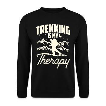 Le trekking est ma thérapie Randonnées randonneurs - Sweat-shirt Unisexe - noir - Devant - Alina (178cm) & Michal (187cm)
