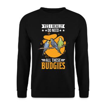 Budgerigar Gift Welli cockatiel - Unisex Sweatshirt - black - Front - Alina (178cm) & Michal (187cm)