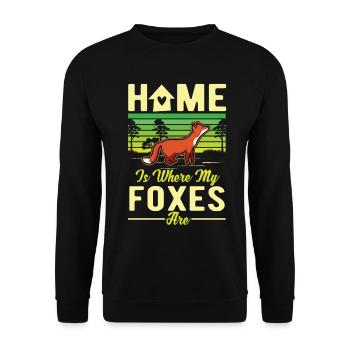 Home is where my Foxes are Fuchs - Unisex Sweatshirt - black - Front - Alina (178cm) & Michal (187cm)
