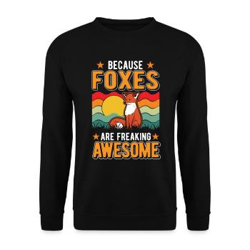Because Foxes are freaking awesome Fuchs - Unisex Sweatshirt - black - Front - Alina (178cm) & Michal (187cm)
