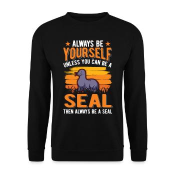 Cadeau de phoque Lion de mer Lion de mer - Sweat-shirt Unisexe - noir - Devant - Alina (178cm) & Michal (187cm)