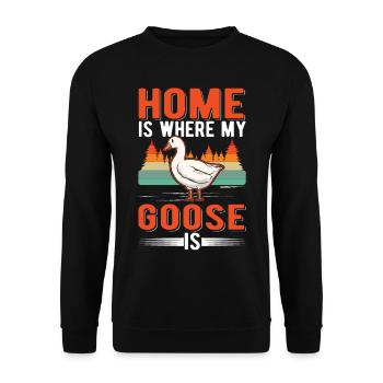 Home is where my Goose is Geese Goose Goose - Unisex Sweatshirt - black - Front - Alina (178cm) & Michal (187cm)