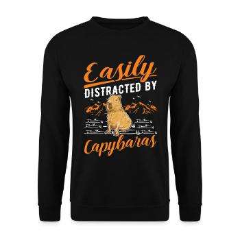 Easily distracted by Capybaras - Unisex Pullover - Schwarz - Vorne - Alina (178cm) & Michal (187cm)