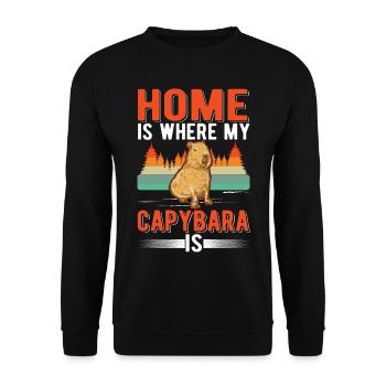 Home is where my Capybara is - Unisex Pullover - Schwarz - Vorne - Alina (178cm) & Michal (187cm)