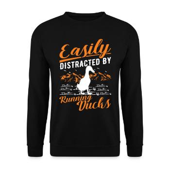 Easily distracted by Running Ducks Laufente - Unisex Sweatshirt - black - Front - Alina (178cm) & Michal (187cm)