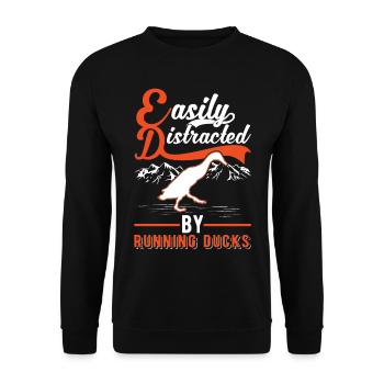 Easily distracted by Running Ducks Laufente - Unisex Sweatshirt - black - Front - Alina (178cm) & Michal (187cm)