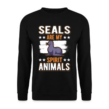 Phoque animal lion de mer - Sweat-shirt Unisexe - noir - Devant - Alina (178cm) & Michal (187cm)