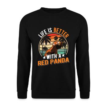 La vie est meilleure avec un panda roux Roter Panda - Sweat-shirt Unisexe - noir - Devant - Alina (178cm) & Michal (187cm)