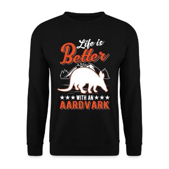 La vie est meilleure avec un Aardvark Erdferkel - Sweat-shirt Unisexe - noir - Devant - Alina (178cm) & Michal (187cm)