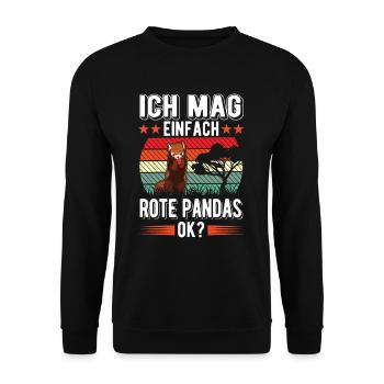 Ich mag einfach Rote Pandas - Unisex Pullover - Schwarz - Vorne - Alina (178cm) & Michal (187cm)
