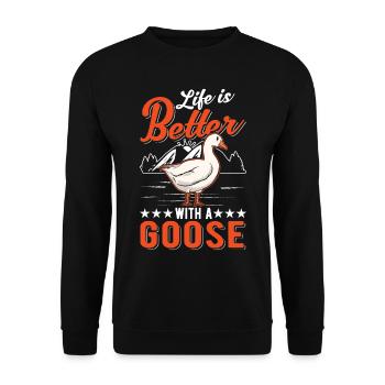 La vie est meilleure avec une oie reproductrice d’oies - Sweat-shirt Unisexe - noir - Devant - Alina (178cm) & Michal (187cm)