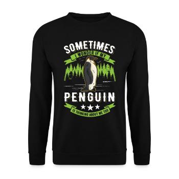 Pinguin Penguin Kaiserpinguin - Unisex Pullover - Schwarz - Vorne - Alina (178cm) & Michal (187cm)