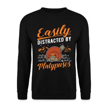 Easily distracted by Platypuses Platypus - Unisex Sweatshirt - black - Front - Alina (178cm) & Michal (187cm)