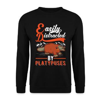 Easily distracted by Platypuses Platypus - Unisex Sweatshirt - black - Front - Alina (178cm) & Michal (187cm)