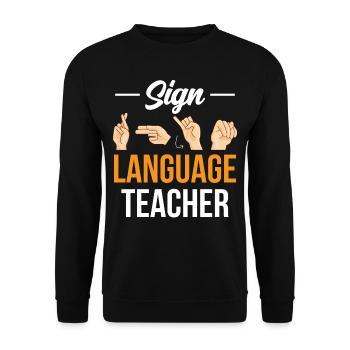 Gestes de sensibilisation des enseignants de langue des signes - Sweat-shirt Unisexe - noir - Devant - Alina (178cm) & Michal (187cm)