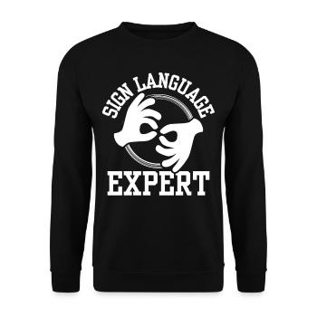 Gestes de sensibilisation des experts en langue des signes - Sweat-shirt Unisexe - noir - Devant - Alina (178cm) & Michal (187cm)