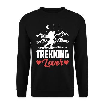 Trekking Liebhaber Wanderer Wandern Wanderung - Unisex Pullover - Schwarz - Vorne - Alina (178cm) & Michal (187cm)