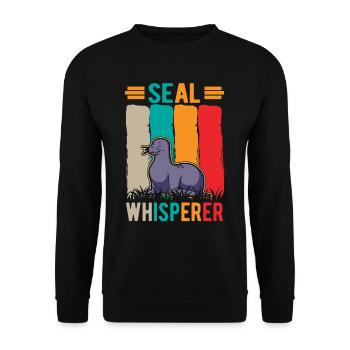 Seal Whisperer Seelöwen Flüsterer Robbe - Unisex Pullover - Schwarz - Vorne - Alina (178cm) & Michal (187cm)