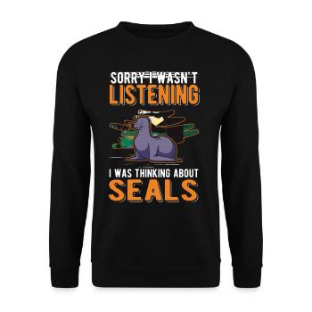 Robbe Gift Sea Lion - Unisex Sweatshirt - black - Front - Alina (178cm) & Michal (187cm)