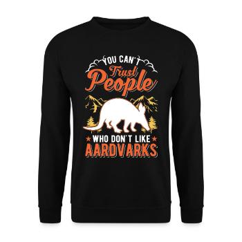 Erdferkel Geschenk Aardvark - Unisex Pullover - Schwarz - Vorne - Alina (178cm) & Michal (187cm)