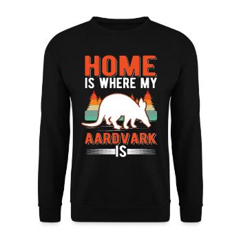 Home is where my Aardvark is Erdferkel - Unisex Pullover - Schwarz - Vorne - Alina (178cm) & Michal (187cm)