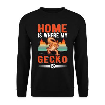 Zuhause ist wo mein Gecko ist - Unisex Pullover - Schwarz - Vorne - Alina (178cm) & Michal (187cm)