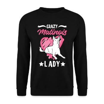 Crazy Malinois lady Mechelse Herder - Unisex Sweatshirt - black - Front - Alina (178cm) & Michal (187cm)