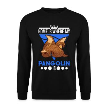 Zuhause ist wo mein Pangolin ist - Unisex Pullover - Schwarz - Vorne - Alina (178cm) & Michal (187cm)