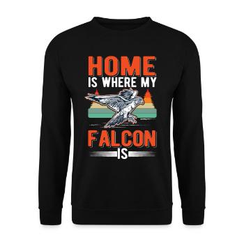 Zuhause ist wo meine Falke ist Turmfalke - Unisex Pullover - Schwarz - Vorne - Alina (178cm) & Michal (187cm)