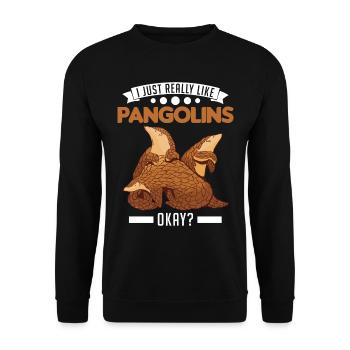 J’aime vraiment les pangolins, d’accord - Sweat-shirt Unisexe - noir - Devant - Alina (178cm) & Michal (187cm)