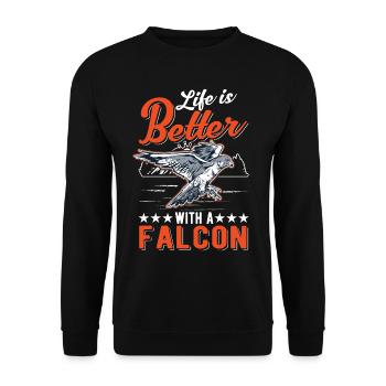 Life is better with a falcon falconer - Unisex Sweatshirt - black - Front - Alina (178cm) & Michal (187cm)