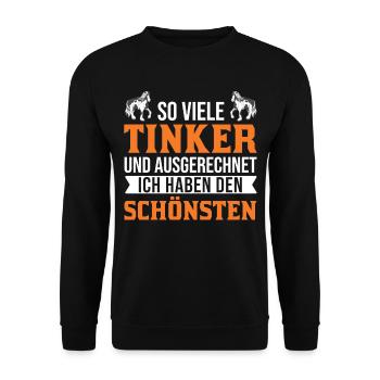Irish Tinker Pferd Geschenk Tinkerpferd - Unisex Pullover - Schwarz - Vorne - Alina (178cm) & Michal (187cm)
