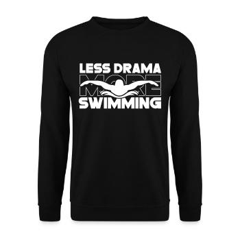 Weniger Drama Mehr Schwimmen Schwimmer Sprüche - Unisex Pullover - Schwarz - Vorne - Alina (178cm) & Michal (187cm)